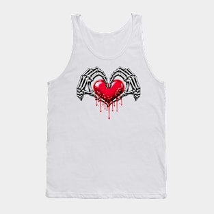 Skeleton Hand Heart Valentines Day Halloween Funny Bones Men Tank Top